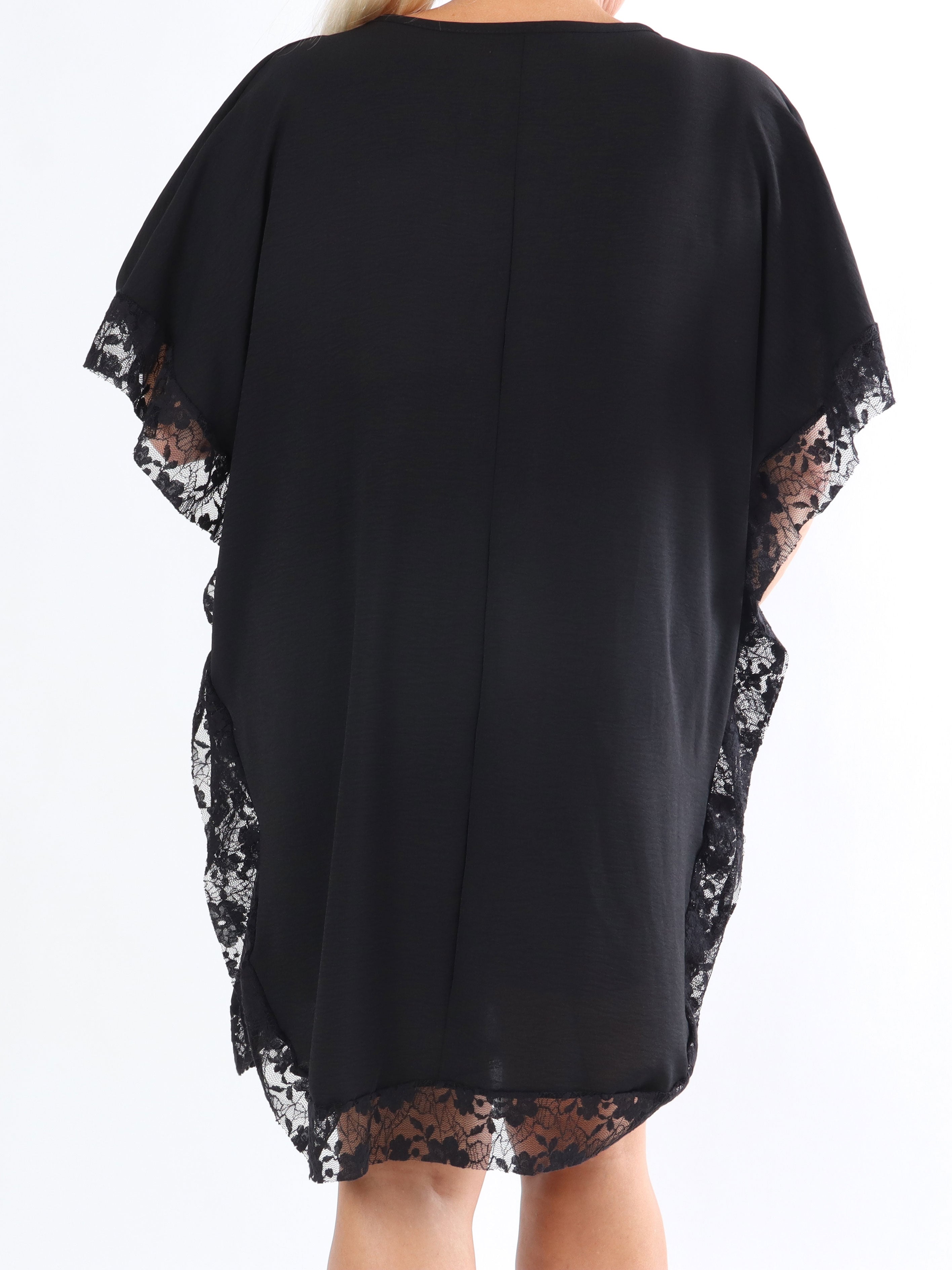 Sofie - Plus size tunika med blonder og lynlås